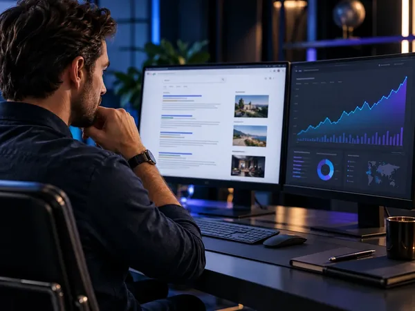 Illustrative search performance dashboard with SEO visibility insights