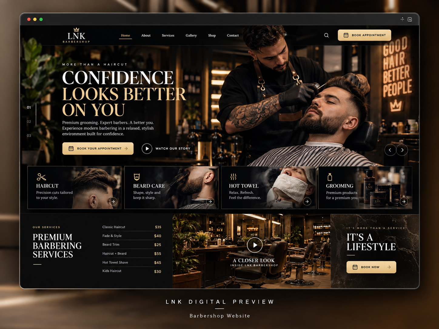 Barbershop website design concept